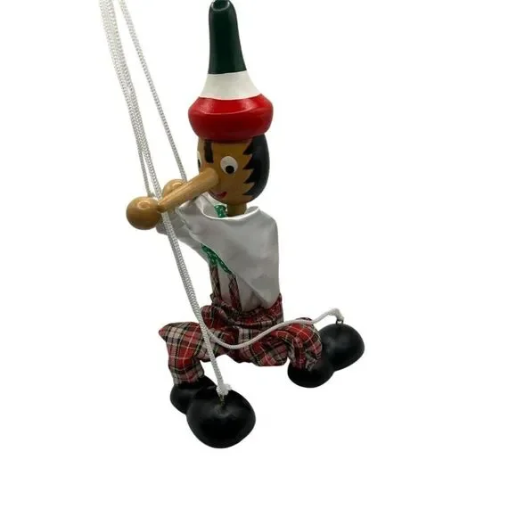 Vintage Wooden Pinocchio Marionette String Puppet - Picture 2 of 4